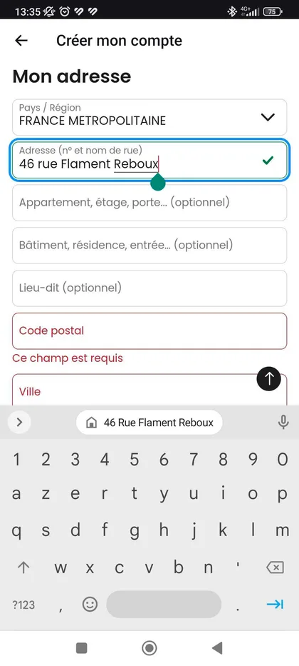 Initial account creation flow, screen 2