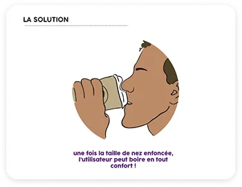 Once the nose shape is pressed in, the customer drinks comfortably