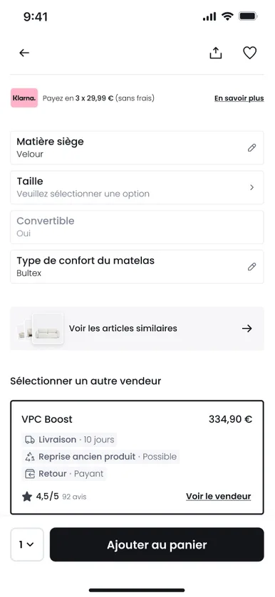 New product page, screen 2