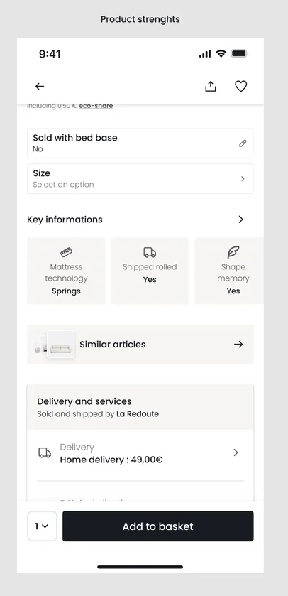 Phase 2 product page concept, screen 2