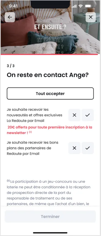 Opt-in checkboxes, variant A